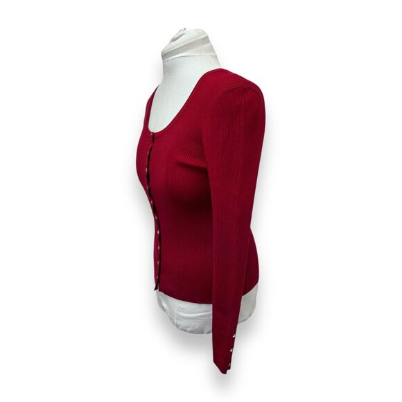 Josephine Chaus Womens Button Down Ribbed Silk Blend Sweater Cardigan, size LP - Picture 3 of 10